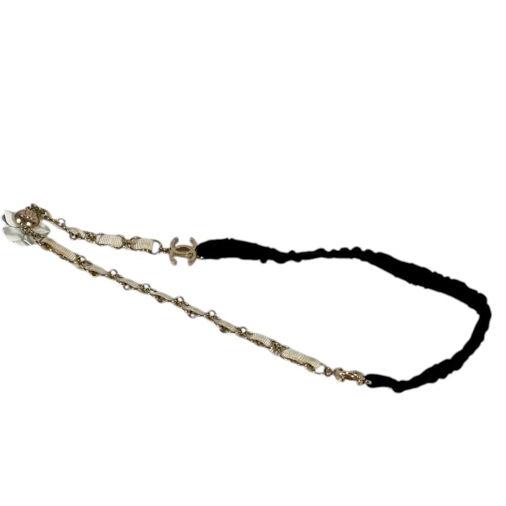 Chanel Headband Chain Camellia CC Logo Metal White Hair Accessory — view 9