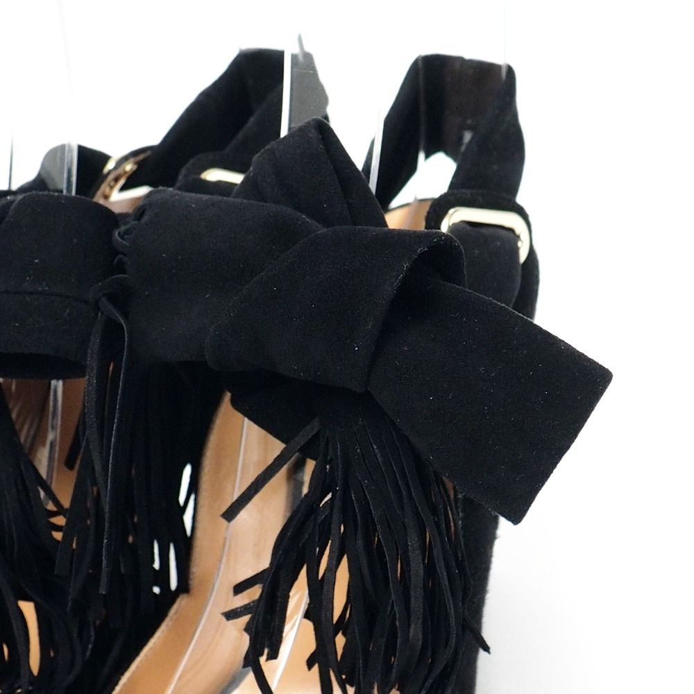 Hermes Sandals 34.5 Fringe Nubuck Ribbon Shoes — view 4