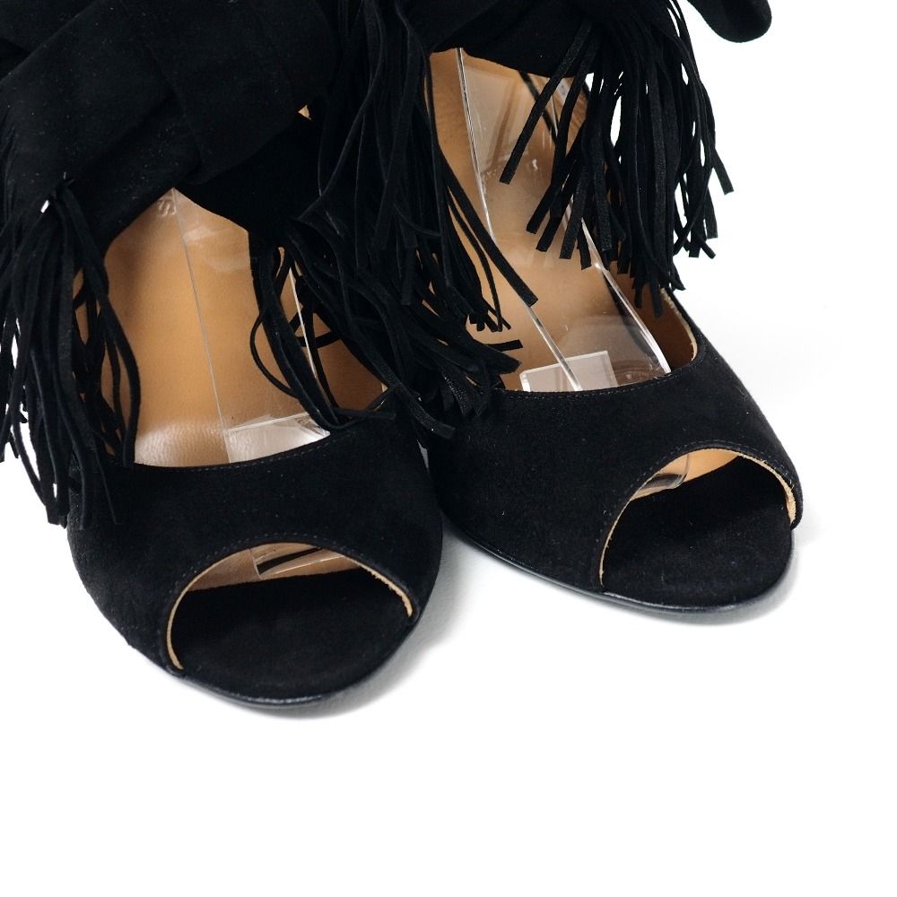 Hermes Sandals 34.5 Fringe Nubuck Ribbon Shoes — view 5