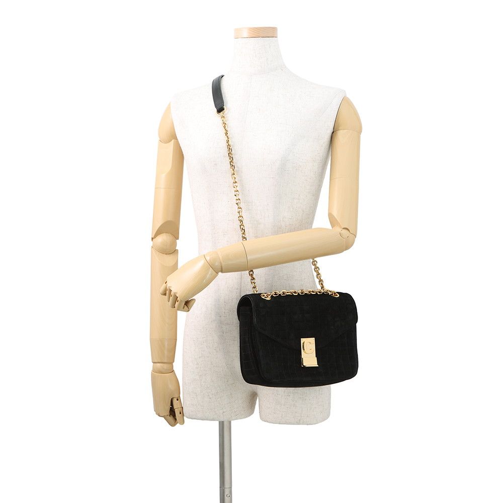 Celine Chain Shoulder Bag C Am Suede Black — view 5
