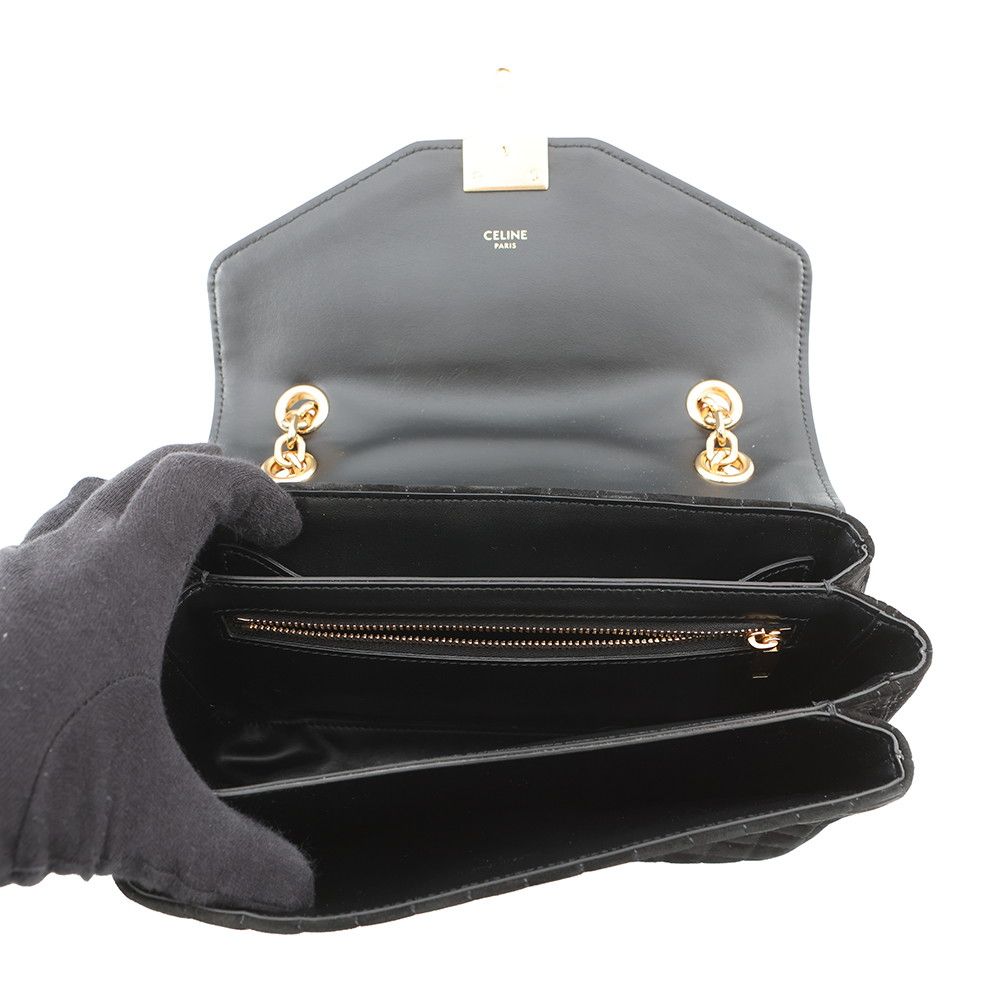 Celine Chain Shoulder Bag C Am Suede Black — view 6