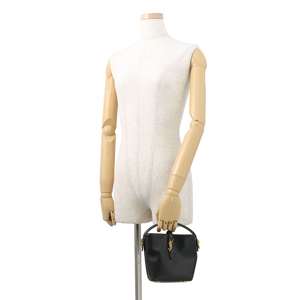 Saint Laurent Paris le 37 Mini Bucket Bag Calf Leather Black 2-Way — view 4