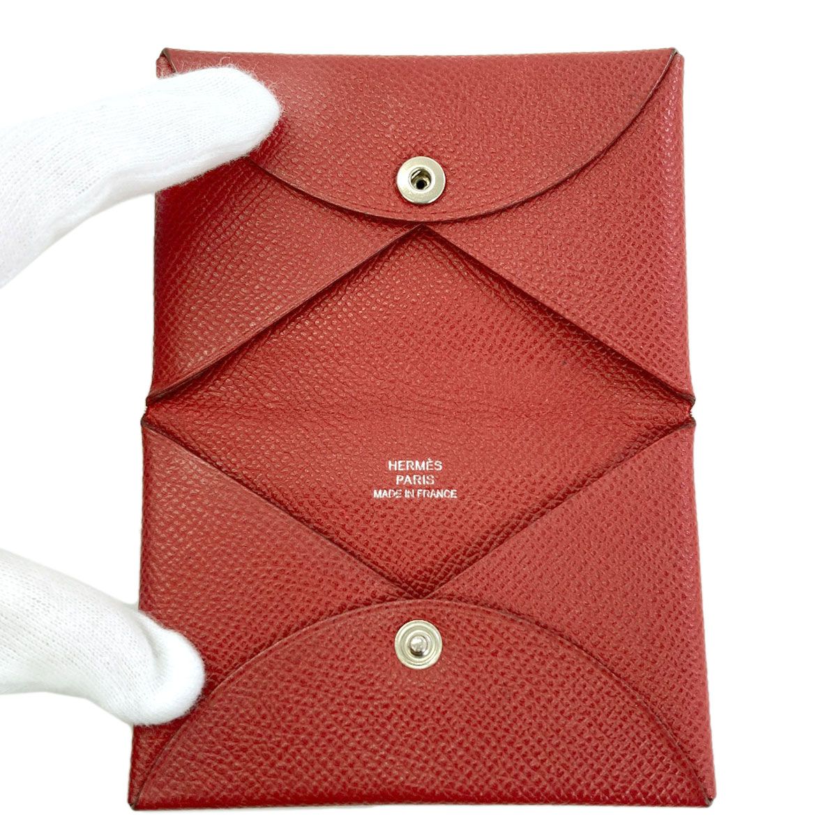 Hermes Calvi Silver Card Case Epsom — view 4