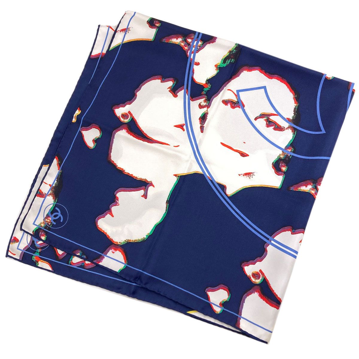 Chanel CC Logo Human Motif Scarf Silk — view 2