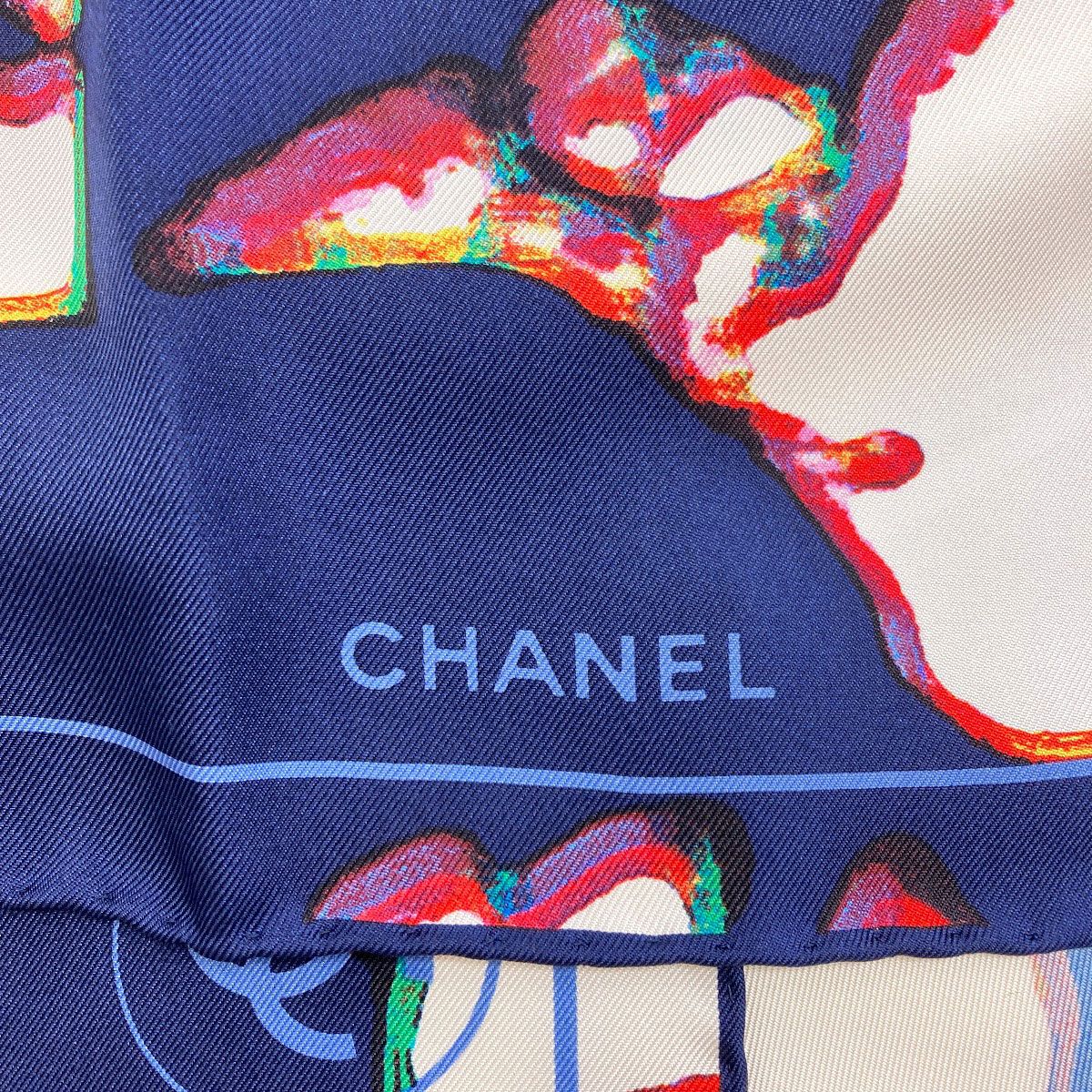 Chanel CC Logo Human Motif Scarf Silk — view 3