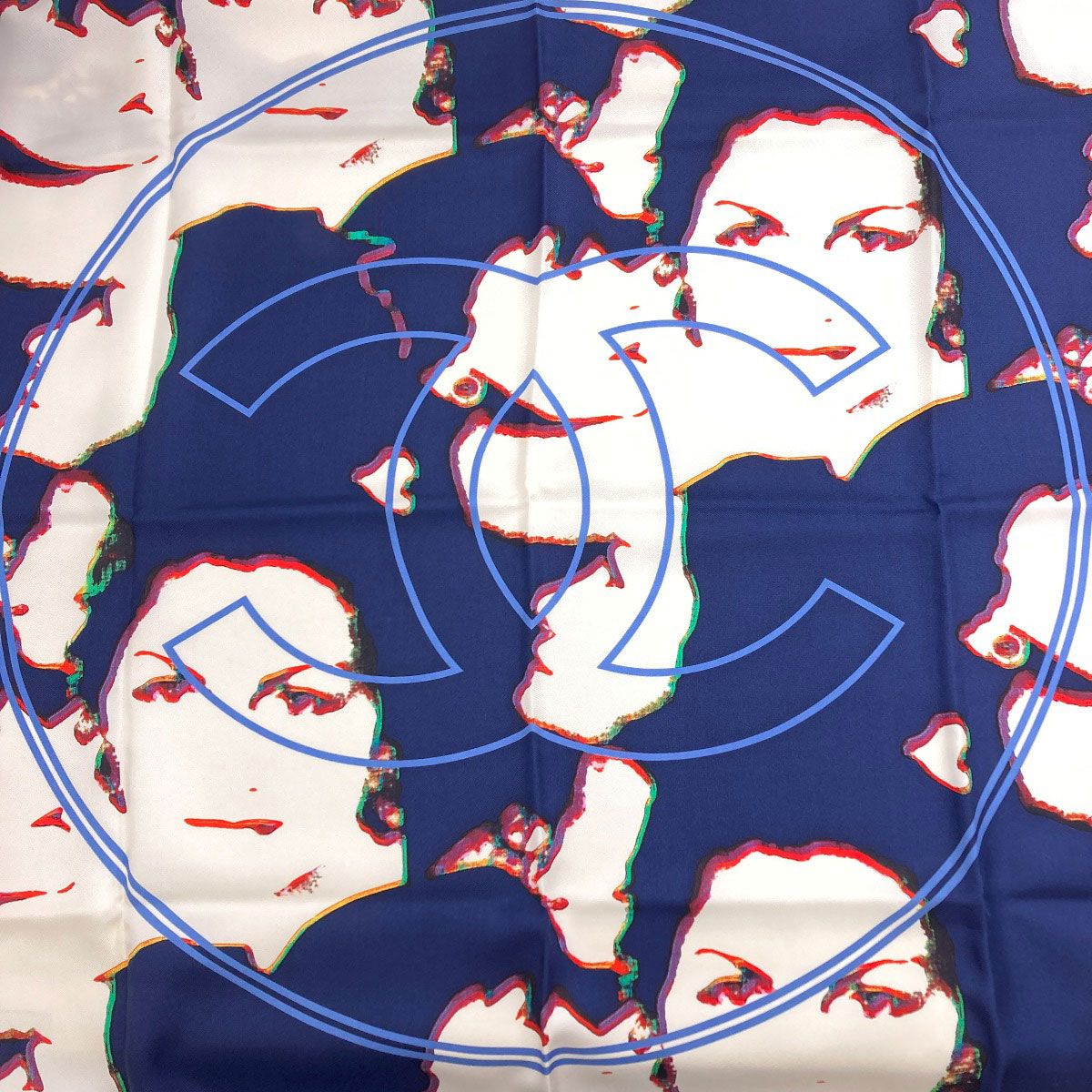 Chanel CC Logo Human Motif Scarf Silk — view 4