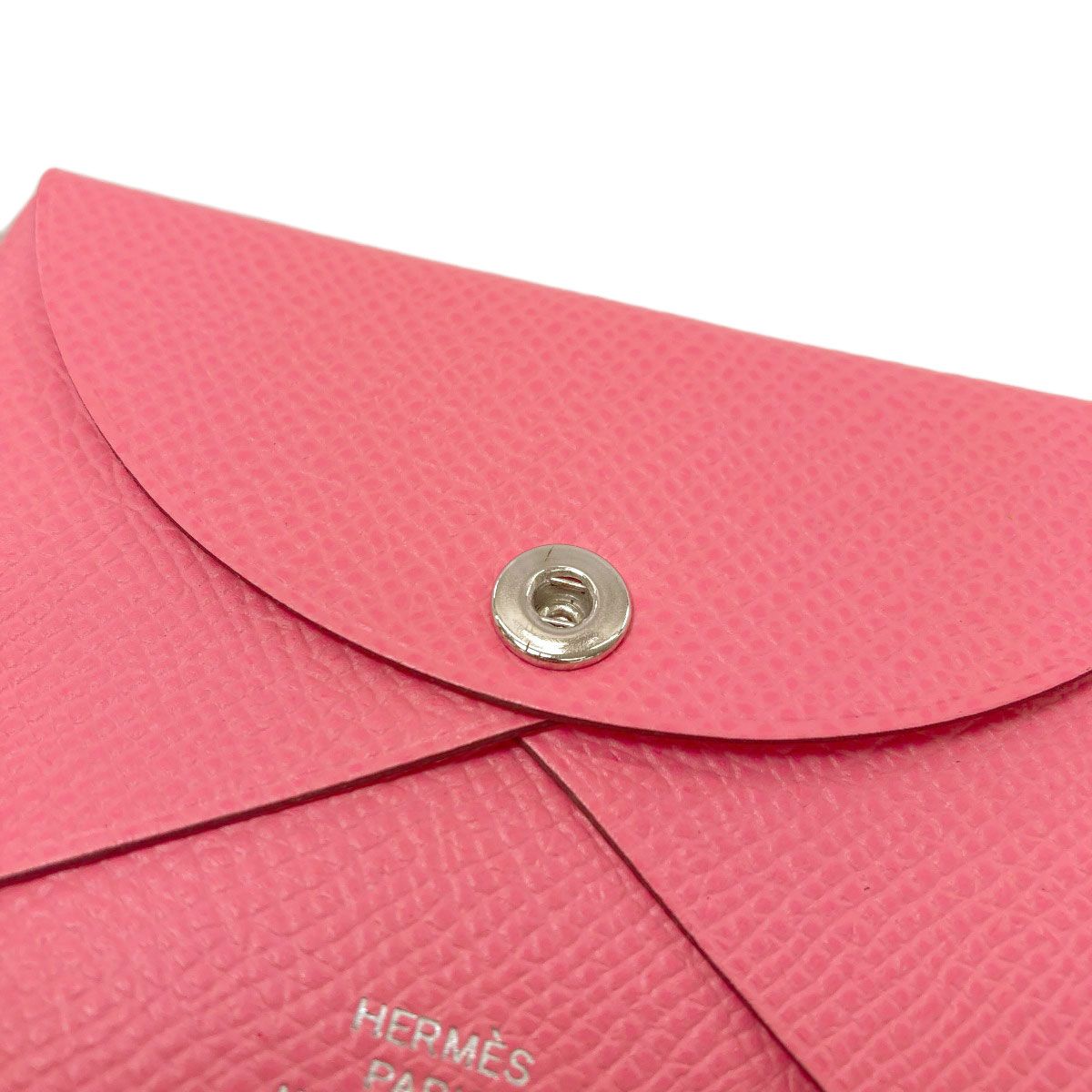 Hermes Calvi Duo Rose Azalea Silver Card Case Epsom — view 8