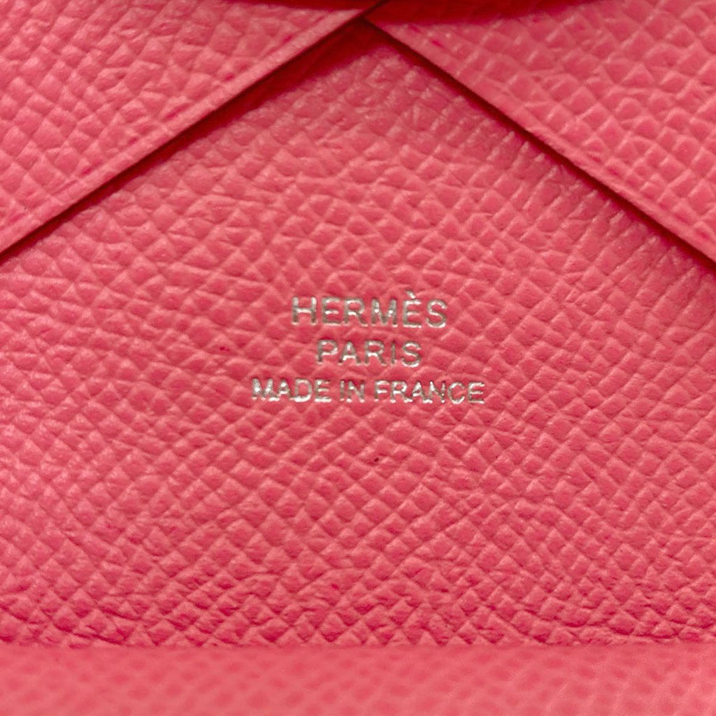 Hermes Calvi Duo Rose Azalea Silver Card Case Epsom — view 6