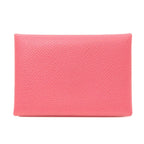 Hermes Calvi Duo Rose Azalea Silver Card Case Epsom — view 2