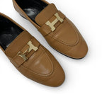 Hermes Paris Loafers Shoes Leather Natural Gold Hhardware Moccasins — view 9
