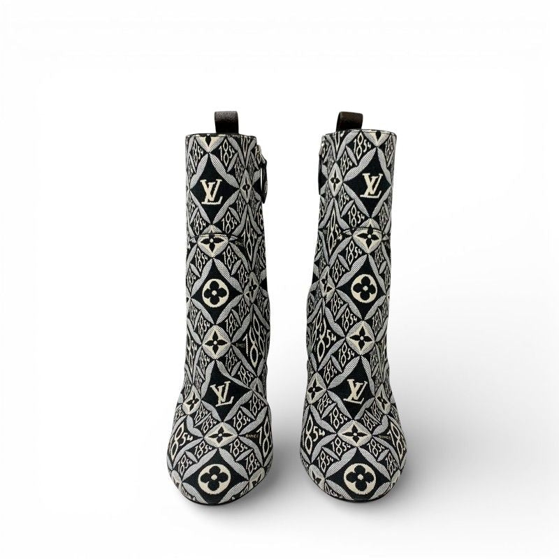 Louis Vuitton Silhouette Line Monogram Boots Short Shoes Fabric Black White — view 3