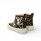 Louis Vuitton Stella Line Monogram Sneakers Shoes Calf Hair Leather Brown White — view 4