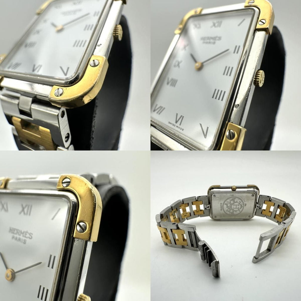 Hermes Croajour Watch with Extra Frames Quartz SS Silver Gold Vintage — view 8