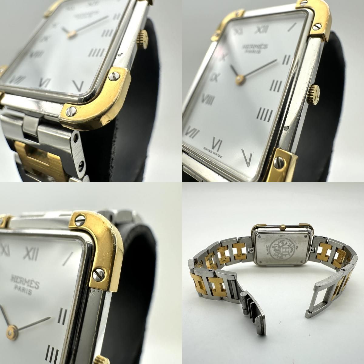 Hermes Croajour Watch with Extra Frames Quartz SS Silver Gold Vintage — view 8