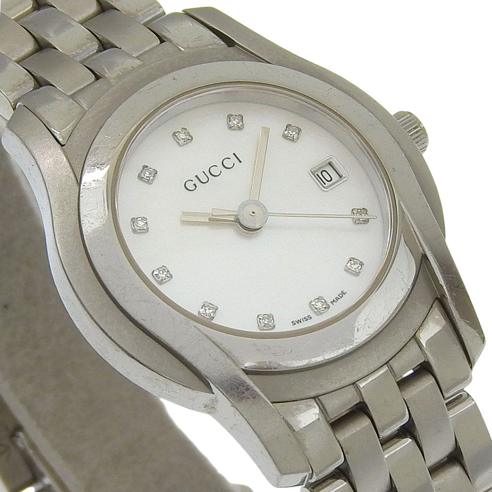 Gucci Stainless Steel Quartz Analog Display White Shell Dial Watch — view 3