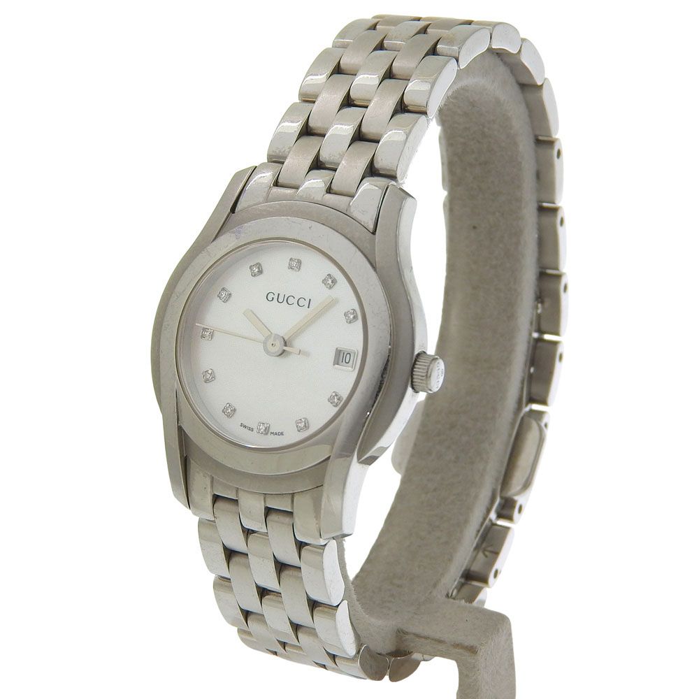 Gucci Stainless Steel Quartz Analog Display White Shell Dial Watch — view 2
