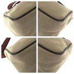 Gucci Sherry Line Beige Silver Canvas Leather Handbag Pouch — view 3