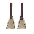 Gucci Sherry Line Beige Silver Canvas Leather Handbag Pouch — view 6