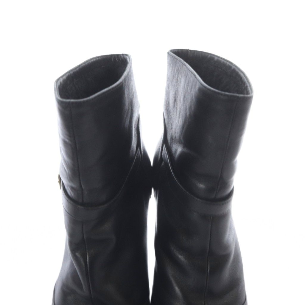Saint Laurent Yves Short Boots Leather Pin Heel 35 Black — view 5
