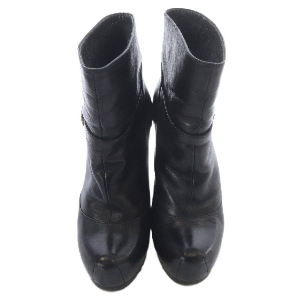 Saint Laurent Yves Short Boots Leather Pin Heel 35 Black — view 3
