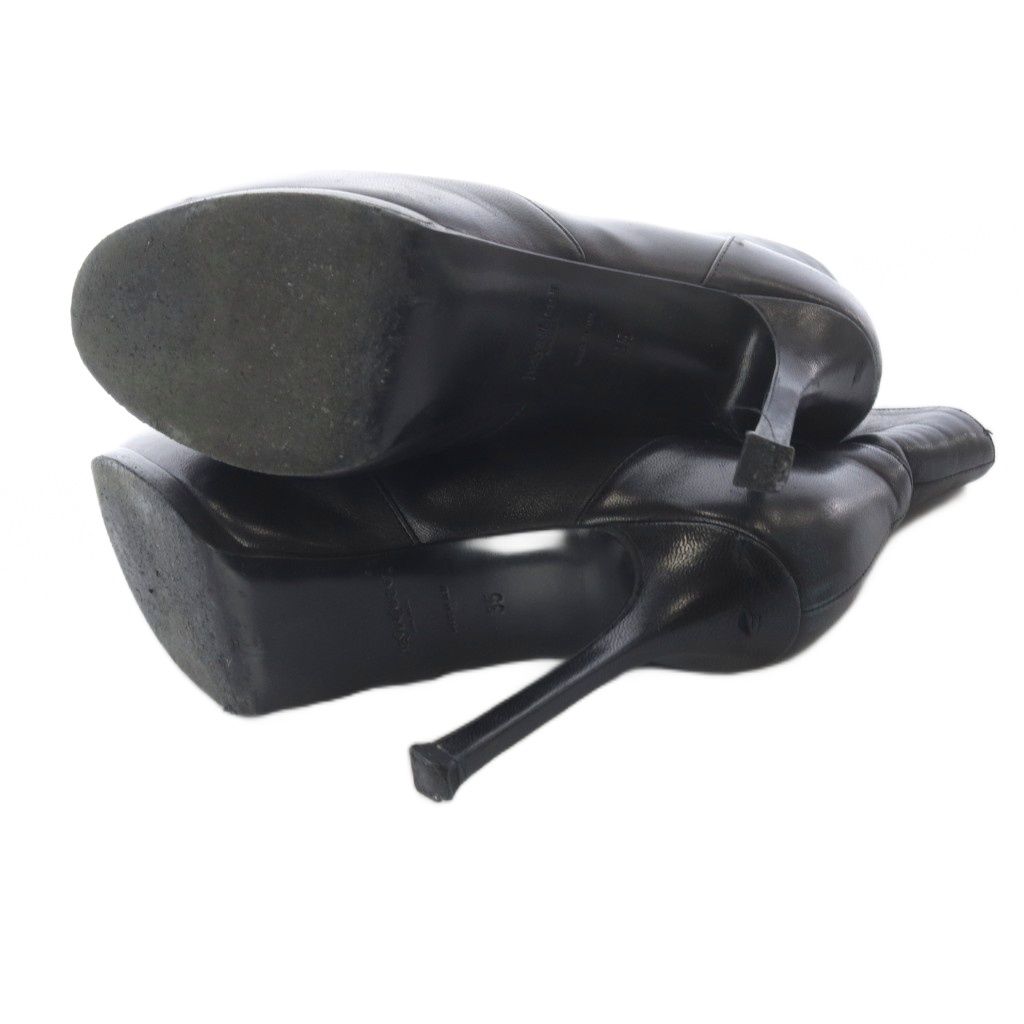 Saint Laurent Yves Short Boots Leather Pin Heel 35 Black — view 7