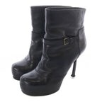 Saint Laurent Yves Short Boots Leather Pin Heel 35 Black — view 2