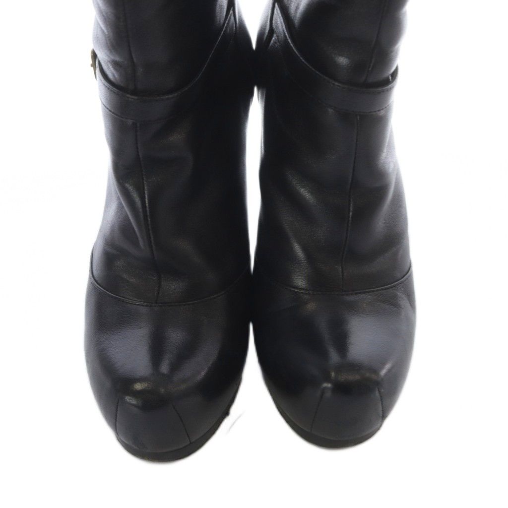 Saint Laurent Yves Short Boots Leather Pin Heel 35 Black — view 4