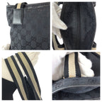 Gucci Black Silver GG Canvas Leather 019 Tote Shoulder Bag — view 6