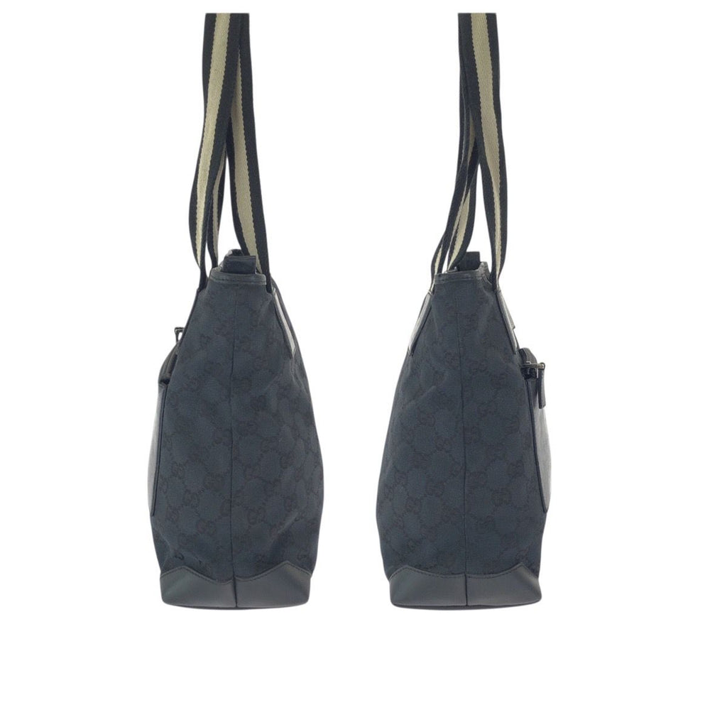 Gucci Black Silver GG Canvas Leather 019 Tote Shoulder Bag — view 8