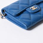 Chanel Chain Wallet Coin Purse CC Logo Caviar Leather Blue — view 4