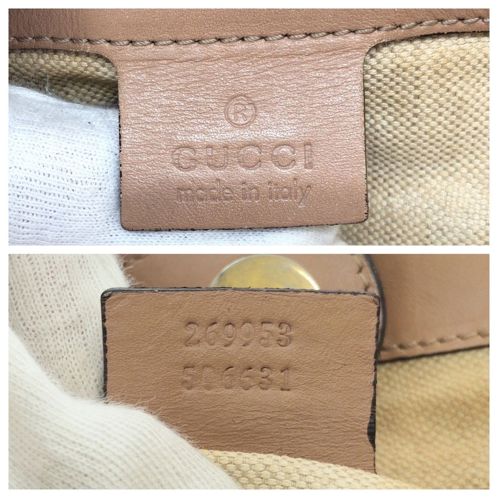 Gucci Scarlet Guccissima GG Pattern Salmon Pink Gold Leather Tote Shoulder Bag — view 4