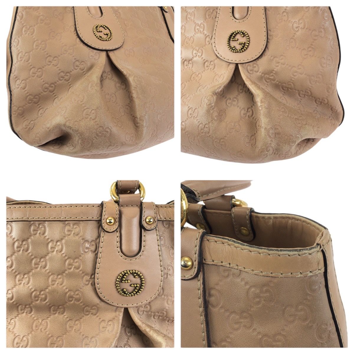 Gucci Scarlet Guccissima GG Pattern Salmon Pink Gold Leather Tote Shoulder Bag — view 5