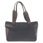 Gucci Dark Brown Silver GG Canvas Leather Tote Shoulder Bag — view 2