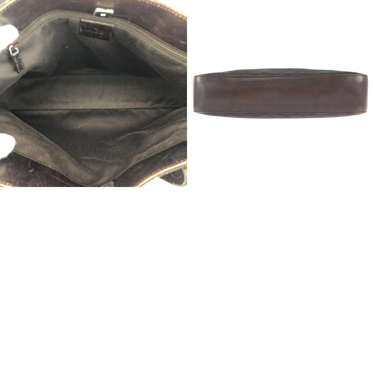Gucci Dark Brown Silver GG Canvas Leather Tote Shoulder Bag — view 9