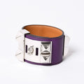 Hermes Collier de Chien Bracelet S Leather Purple Silver