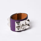 Hermes Collier de Chien Bracelet S Leather Purple Silver — view 4