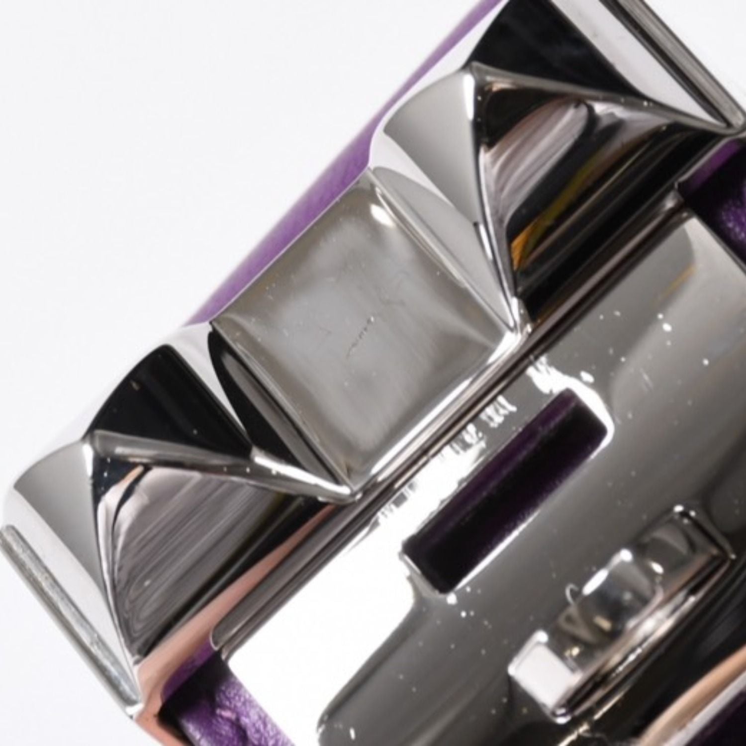Hermes Collier de Chien Bracelet S Leather Purple Silver — view 6