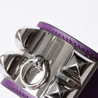 Hermes Collier de Chien Bracelet S Leather Purple Silver — view 5