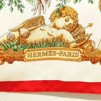 Hermes Lematin Neuf New Morning Carre 90 Large Scarf White Red — view 6