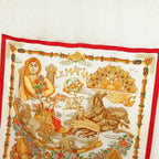 Hermes Lematin Neuf New Morning Carre 90 Large Scarf White Red — view 2