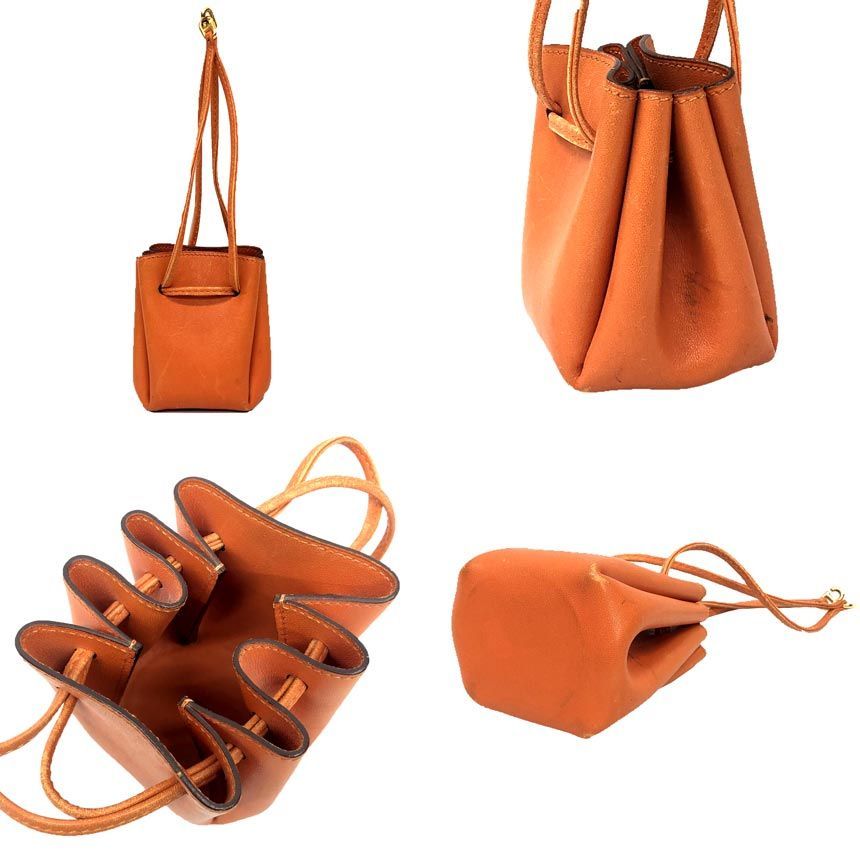 Hermes Vespa Pouch Case Multi Drawstring Charm Orange — view 2