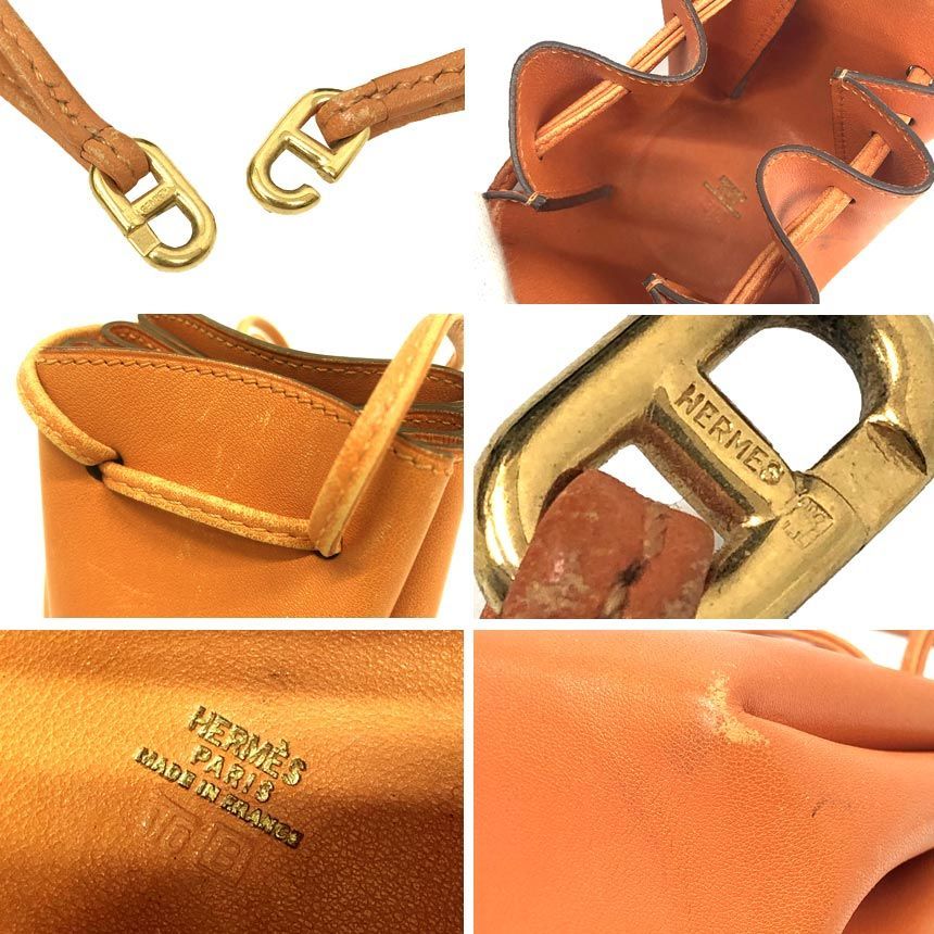 Hermes Vespa Pouch Case Multi Drawstring Charm Orange — view 3