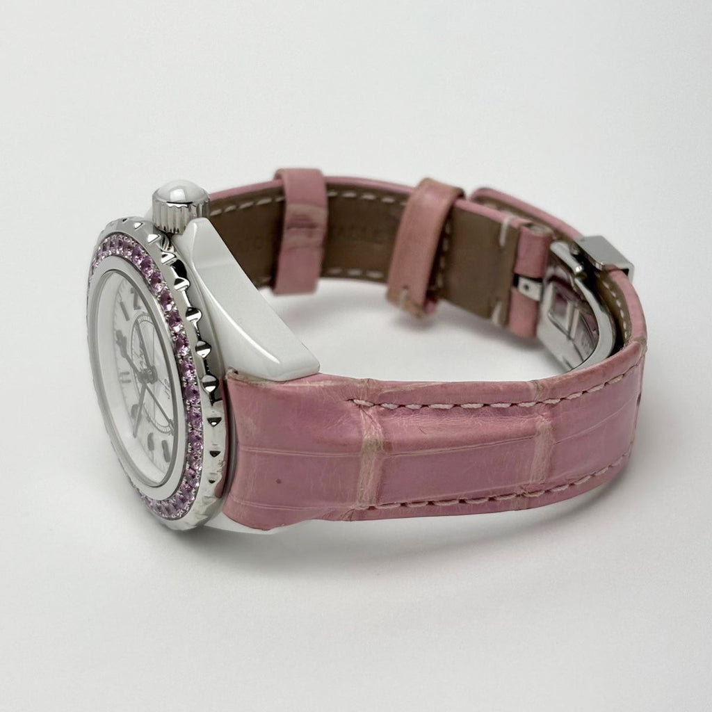 Chanel Watch Quartz Pink Saffiano Ceramic White Silver — view 6