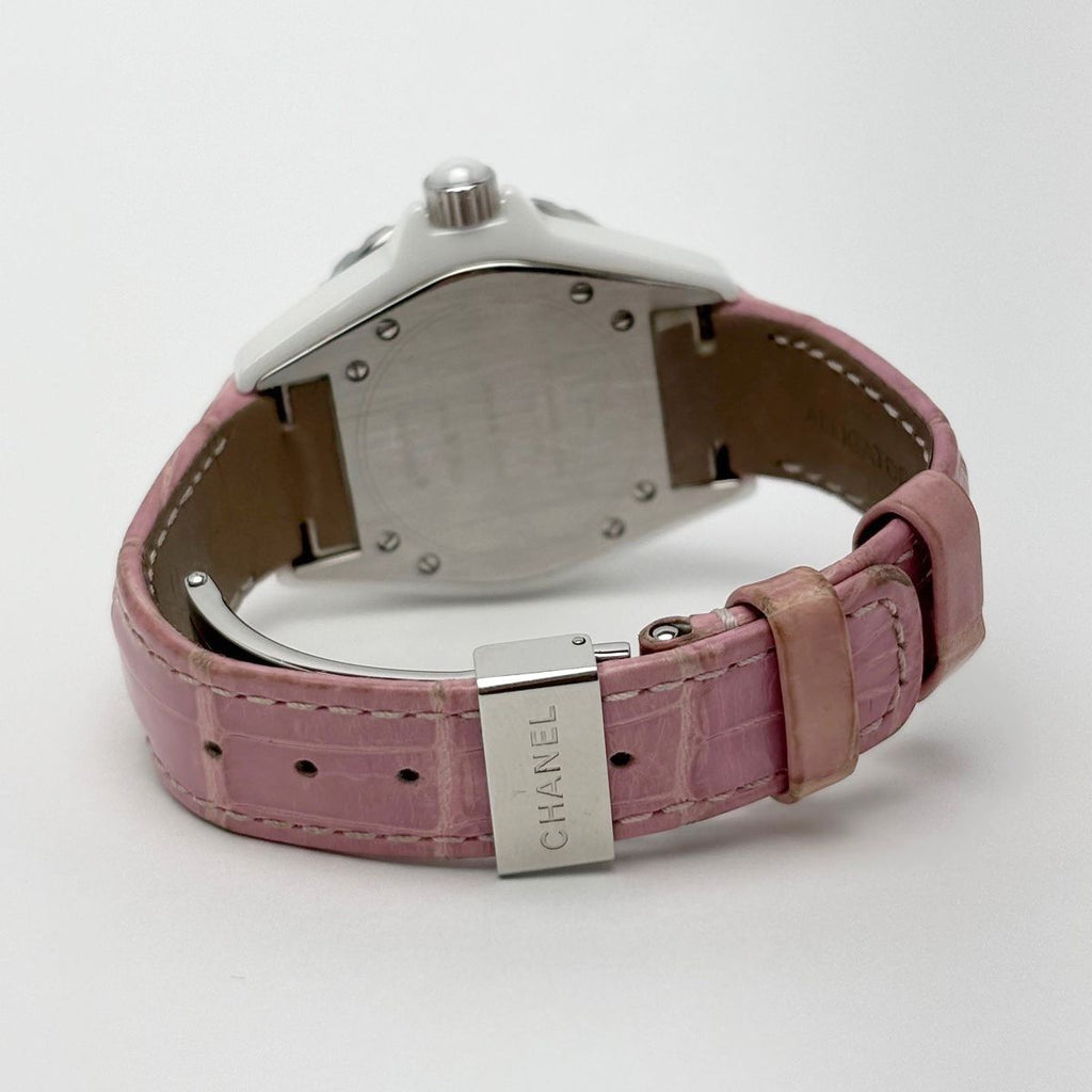 Chanel Watch Quartz Pink Saffiano Ceramic White Silver — view 7