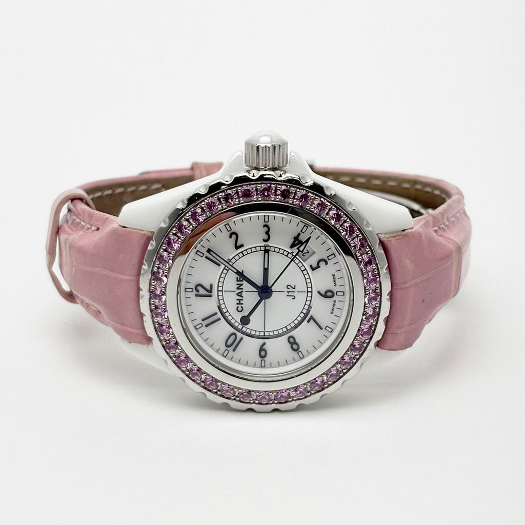 Chanel Watch Quartz Pink Saffiano Ceramic White Silver — view 3