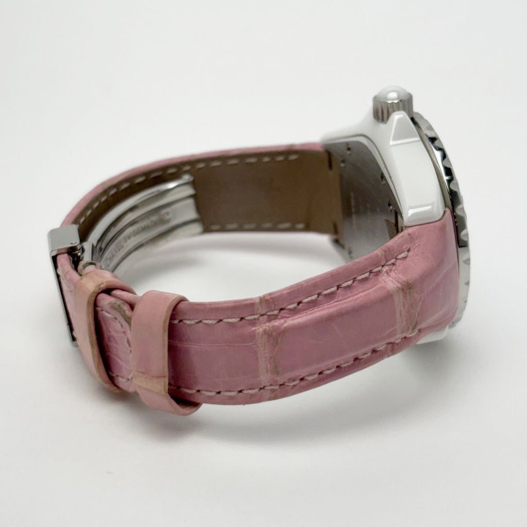 Chanel Watch Quartz Pink Saffiano Ceramic White Silver — view 8