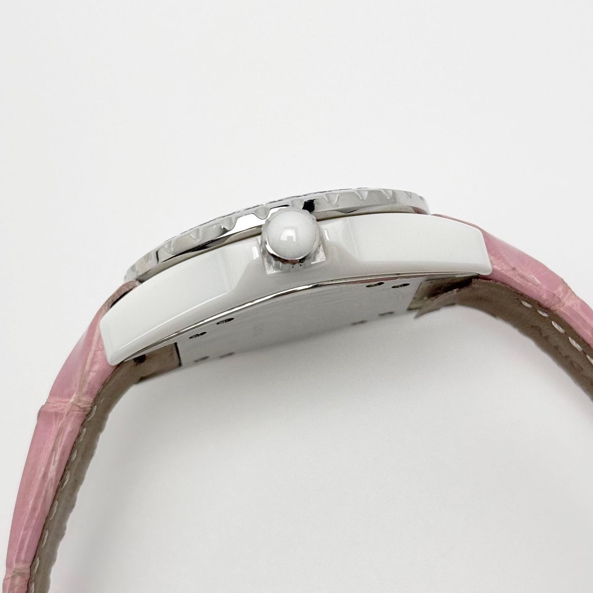 Chanel Watch Quartz Pink Saffiano Ceramic White Silver — view 4