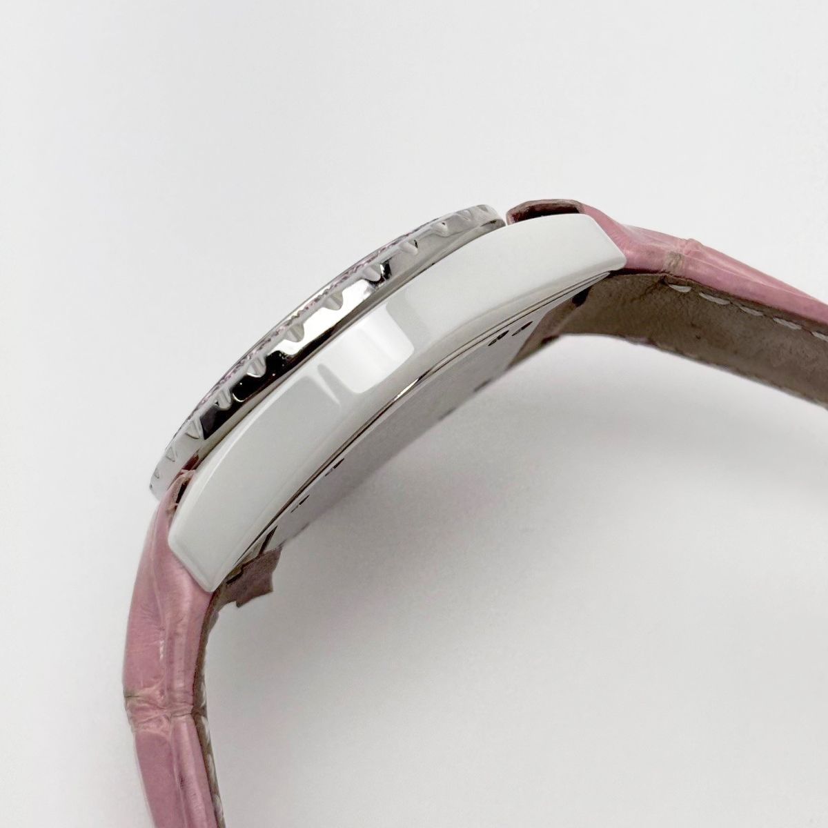 Chanel Watch Quartz Pink Saffiano Ceramic White Silver — view 5