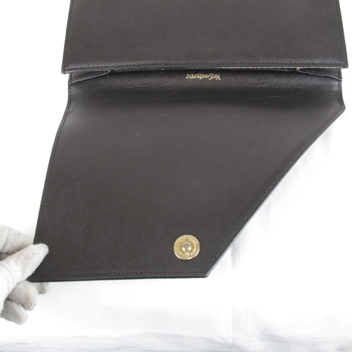 Saint Laurent Vintage Black Clutch Leather Saffiano Second — view 9