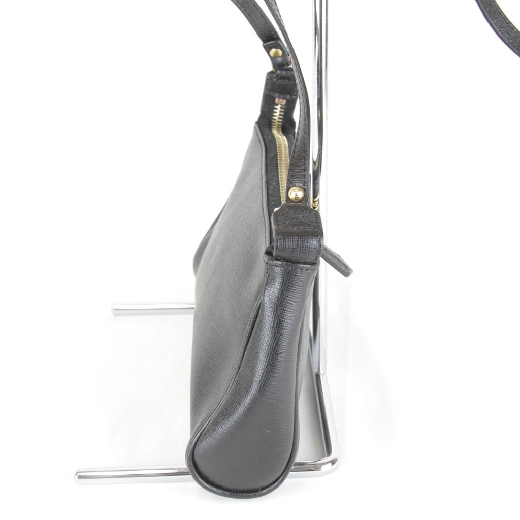 Fendi Pouch Mini Shoulder Bag Leather Black High Saffiano Simple — view 4